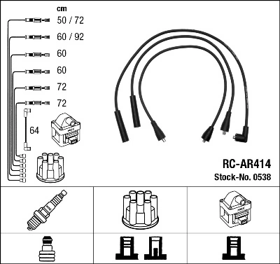 0538 NGK Fios de alta voltagem, kit