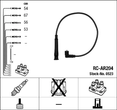 0523 NGK Fios de alta voltagem, kit