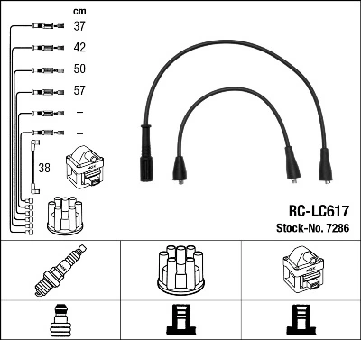 7286 NGK Fios de alta voltagem, kit