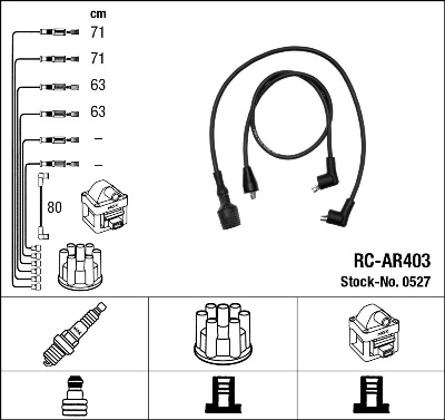 0527 NGK Fios de alta voltagem, kit