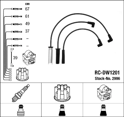2996 NGK Fios de alta voltagem, kit