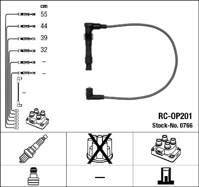 0766 NGK Fios de alta voltagem, kit