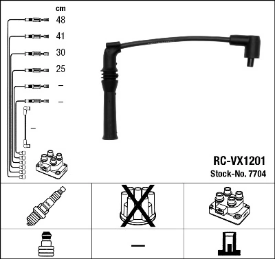 7704 NGK Fios de alta voltagem, kit