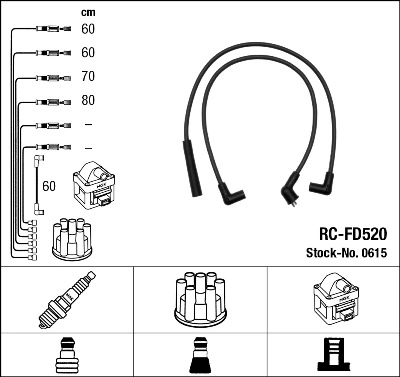 Fios de alta voltagem, kit para Ford Sierra II GBG, GB4