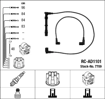 7709 NGK Fios de alta voltagem, kit