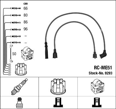 Compre RCME51 NGK Fios de alta voltagem, kit