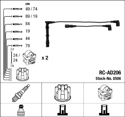 0506 NGK Fios de alta voltagem, kit