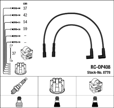 Fios de alta voltagem, kit Opel Kadett  31-34, 41-44 ao melhor preço
