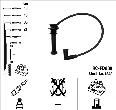 8542 NGK Fios de alta voltagem, kit