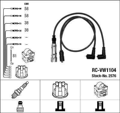 2576 NGK Fios de alta voltagem, kit