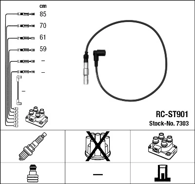 7303 NGK Fios de alta voltagem, kit