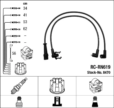 8470 NGK Fios de alta voltagem, kit