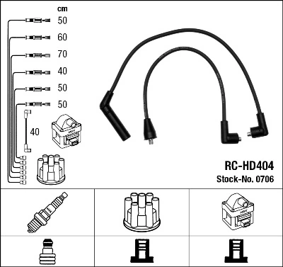 0706 NGK Fios de alta voltagem, kit