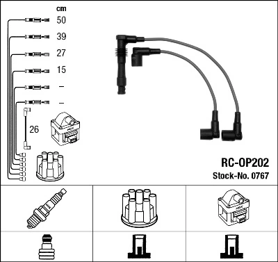 0767 NGK Fios de alta voltagem, kit