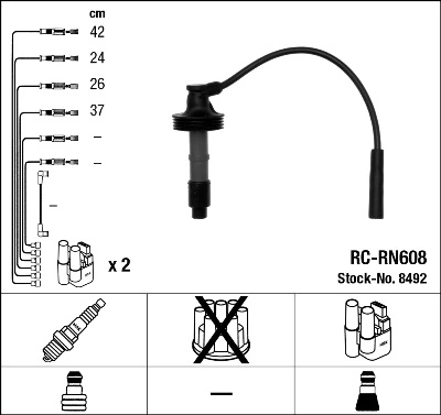 8492 NGK Fios de alta voltagem, kit
