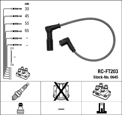 RCFT203 NGK Fios de alta voltagem, kit