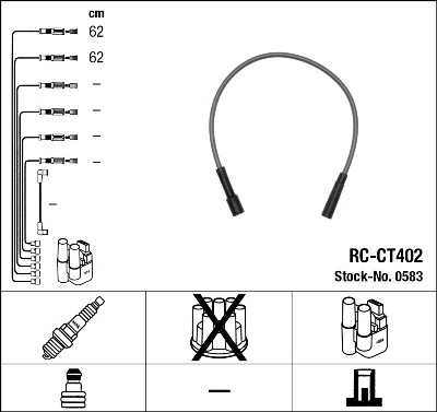  Fios de alta voltagem, kit Citroen 2 CV conversível (1963 - 1990) 