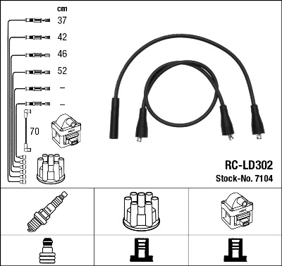 7104 NGK Fios de alta voltagem, kit
