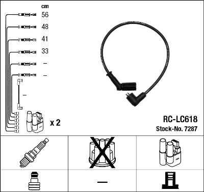 7287 NGK Fios de alta voltagem, kit