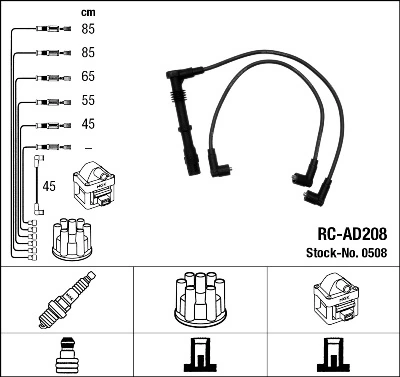 0508 NGK Fios de alta voltagem, kit