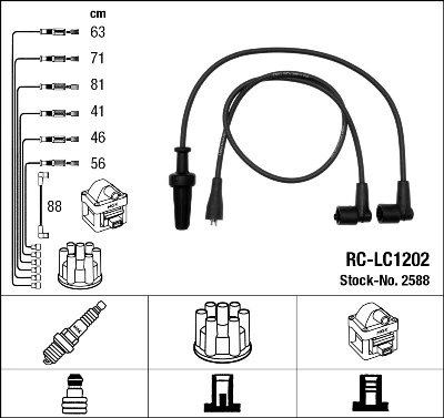 2588 NGK Fios de alta voltagem, kit