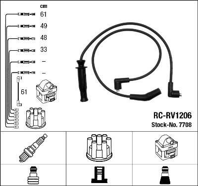 7708 NGK Fios de alta voltagem, kit