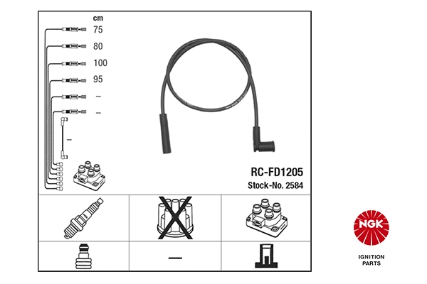 Fios de alta voltagem, kit Ford Ka  RBT