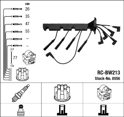 44343 NGK Fios de alta voltagem, kit