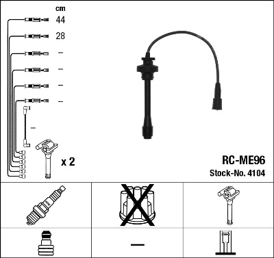Fios de alta voltagem, kit MD318433 Mitsubishi