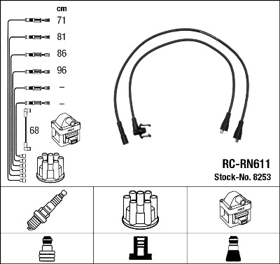 8253 NGK Fios de alta voltagem, kit
