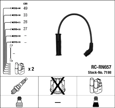 7198 NGK Fios de alta voltagem, kit