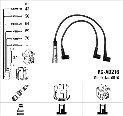 0516 NGK Fios de alta voltagem, kit