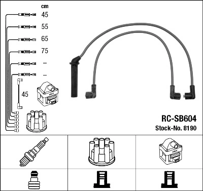8190 NGK Fios de alta voltagem, kit