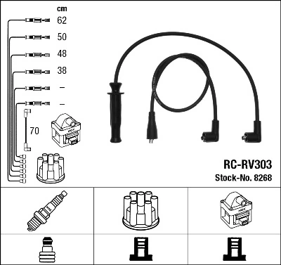 8268 NGK Fios de alta voltagem, kit