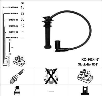 Fios de alta voltagem, kit Ford Fiesta COURIER J5S, J3S
