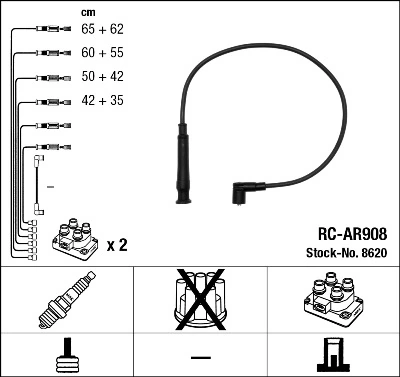 8620 NGK Fios de alta voltagem, kit