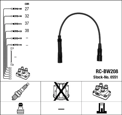 0551 NGK Fios de alta voltagem, kit