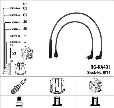 0714 NGK Fios de alta voltagem, kit