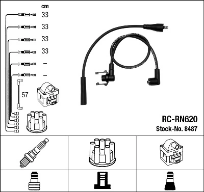 8487 NGK Fios de alta voltagem, kit