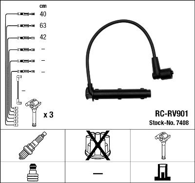 7408 NGK Fios de alta voltagem, kit