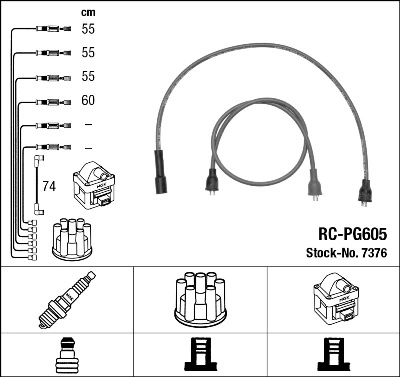 7376 NGK Fios de alta voltagem, kit