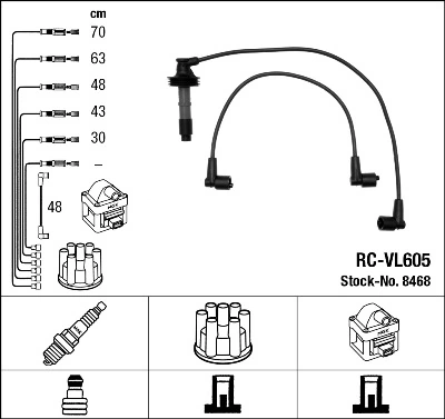 8468 NGK Fios de alta voltagem, kit