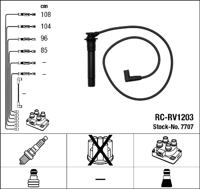 7707 NGK Fios de alta voltagem, kit