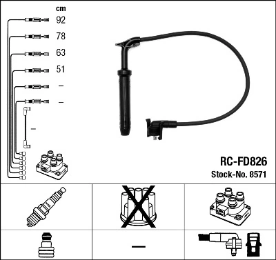 8571 NGK Fios de alta voltagem, kit
