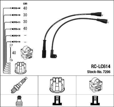 7206 NGK Fios de alta voltagem, kit