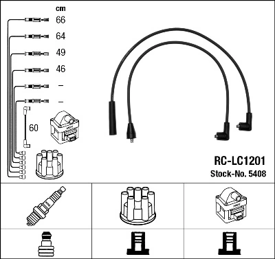 5408 NGK Fios de alta voltagem, kit