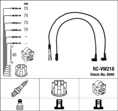 Fios de alta voltagem, kit Volkswagen Jetta I 16