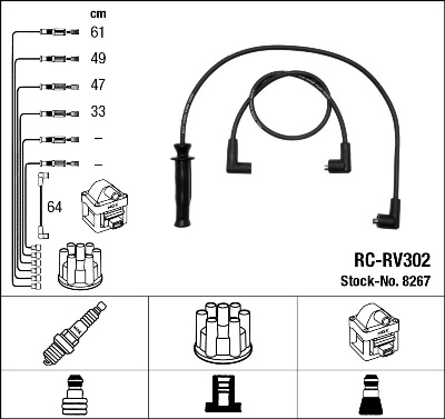 8267 NGK Fios de alta voltagem, kit