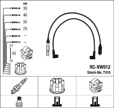 7318 NGK Fios de alta voltagem, kit