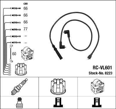 8223 NGK Fios de alta voltagem, kit
